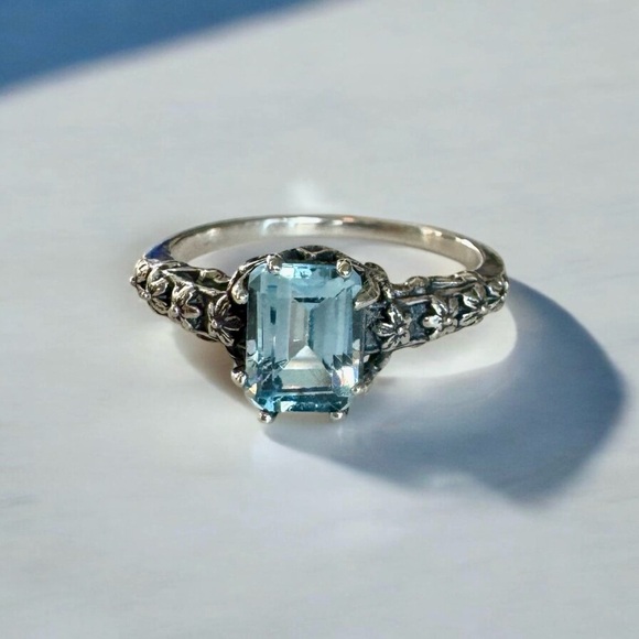 Sky Blue Topaz Sterling Silver Ring (9) - Picture 3 of 12